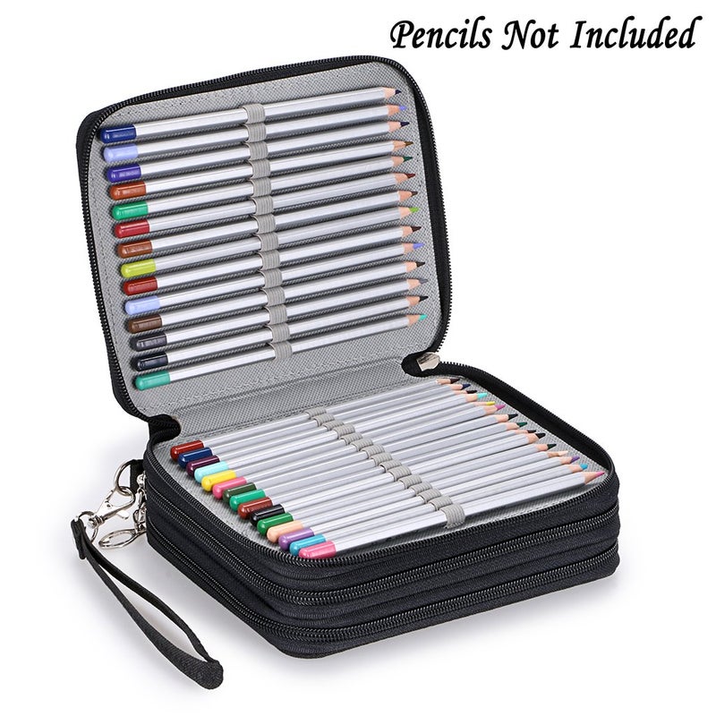 BTSKY Zippered Pencil Case-Canvas 72 Slots Handy Pencil Holders for for Prismacolor Watercolor Pencils, Crayola Colored Pencils, Marco Pencils (Black) - Image 2
